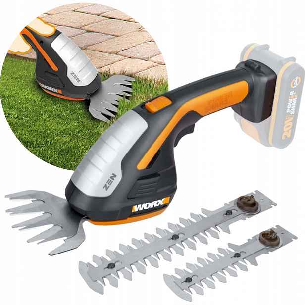 Worx WG801E.9 Zastřihovač Nůžek Na Trávy A Keře Li-ion Zen 3V1 20V