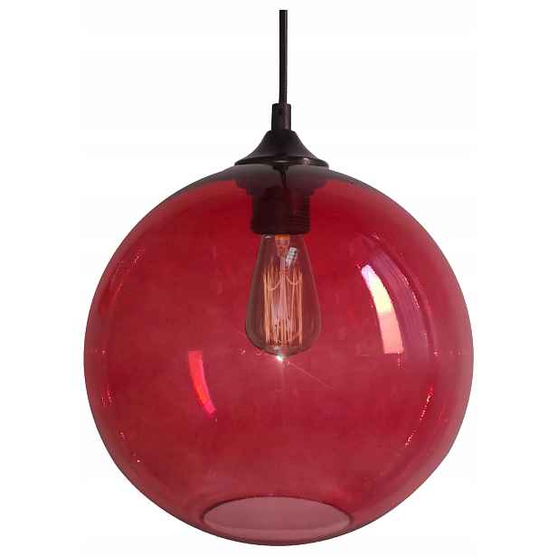Závěsná lampa černá skleněná červená koule 25 do obývacího pokoje ložnice Candellux