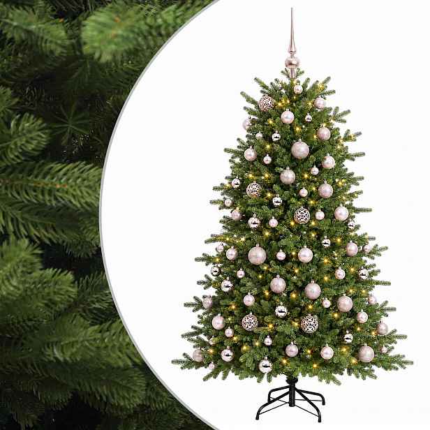 vidaXL Umělý vánoční stromek s vánočními koulemi 180 cm 300 LED