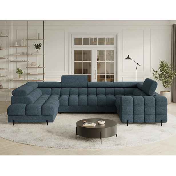 Designová sedací souprava do U KALANI - modrá, levé provedení
