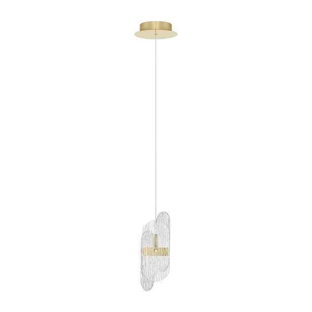 Kovové LED stmívatelné závěsné svítidlo v mosazné barvě se skleněným stínidlem ø 14 cm Lucien – Nova Luce