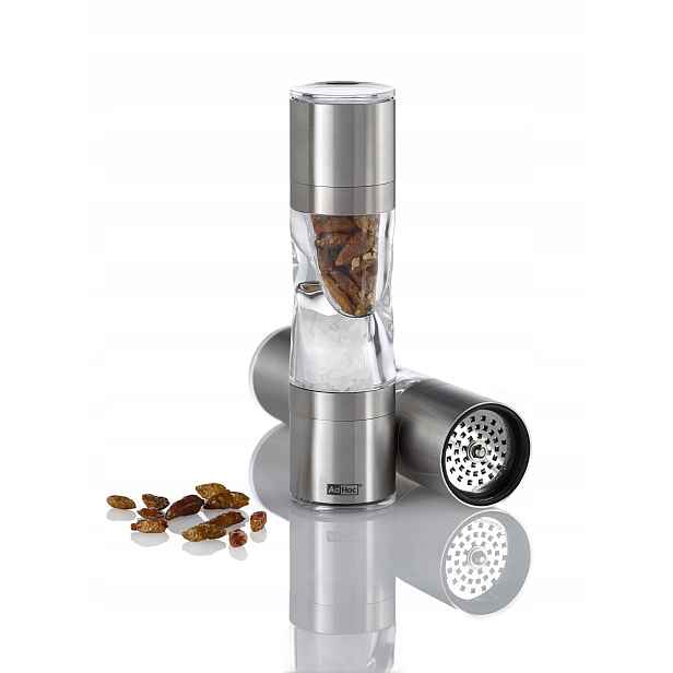 Kráječ a mlýnek DuoSpice mini, nerezová ocel/akryl 15 cm