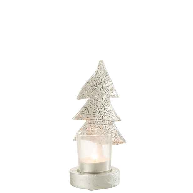 Vánoční svícen CHRISTMAS TREE 17 cm, stříbrný