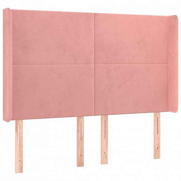 vidaXL Čelo postele typu ušák růžové 147x16x118/128 cm samet