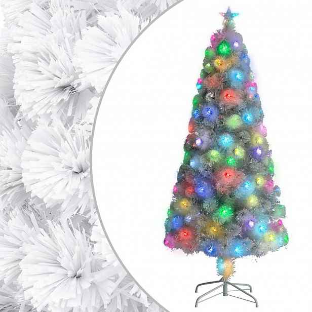 vidaXL Vánoční stromek s LED osvětlením bílý 150 cm optické vlákno