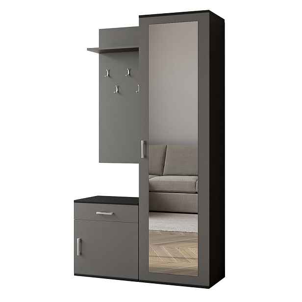 MASSENO MODERNÍ PŘEDSÍŇOVÁ SESTAVA VENTO, 100/180,5/35 cm, černá