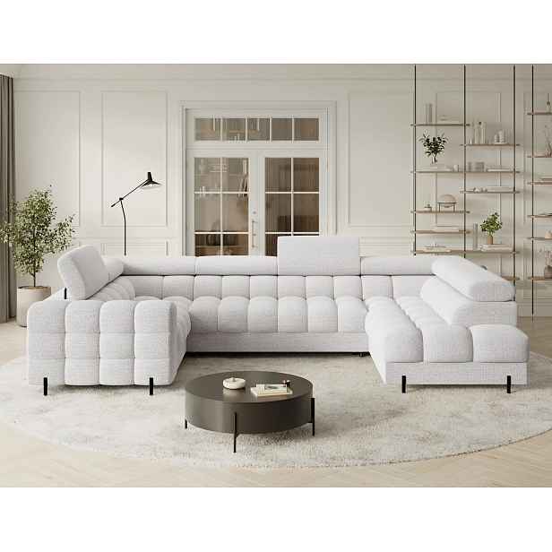 Designová sedací souprava do U KALANI - bílá, pravé provedení