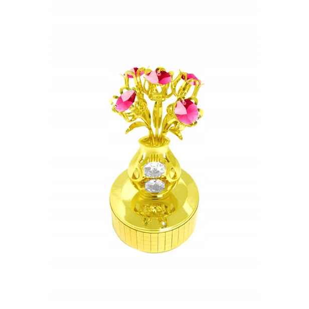 Figurka hrací skříňka zlatých tulipány ve váze CrystoKraft Swarovski Crystal