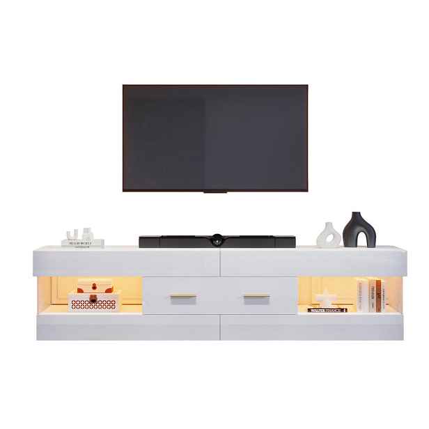 FLIEKS TV SKŘÍŇKA, LED, akrylátové sklo, zásuvky, bílá