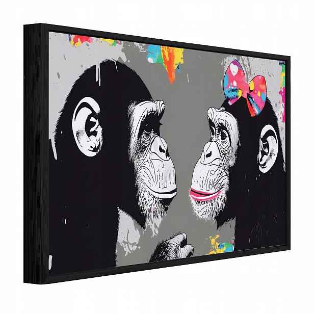 Obraz V Rámu Černý Opice Banksy Do Předsíně Jídelny Kuchyně 60x40