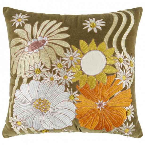 Butlers BOHEMIAN Polštář květiny 50 x 50 cm - zelená