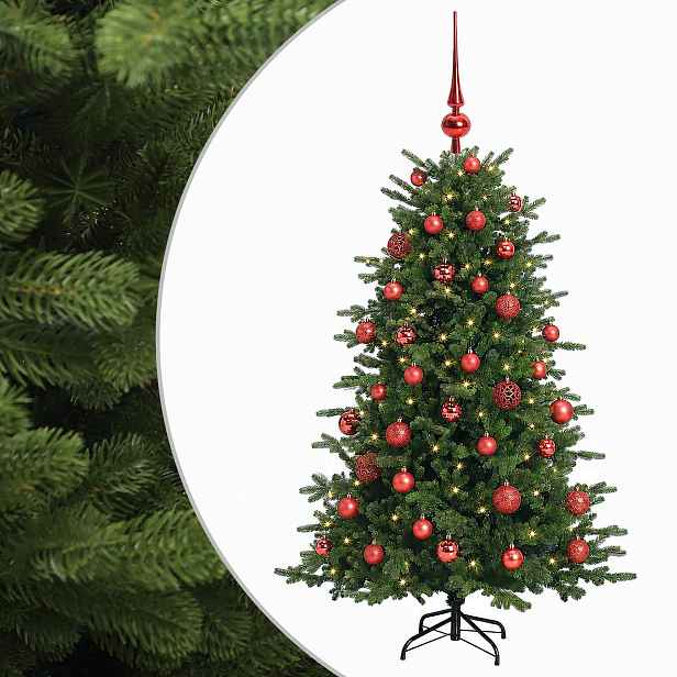 vidaXL Umělý vánoční stromek s vánočními koulemi 150 cm 150 LED