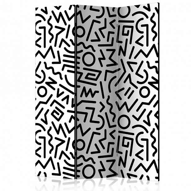Paraván Black and White Maze Dekorhome 135x172 cm (3-dílný)