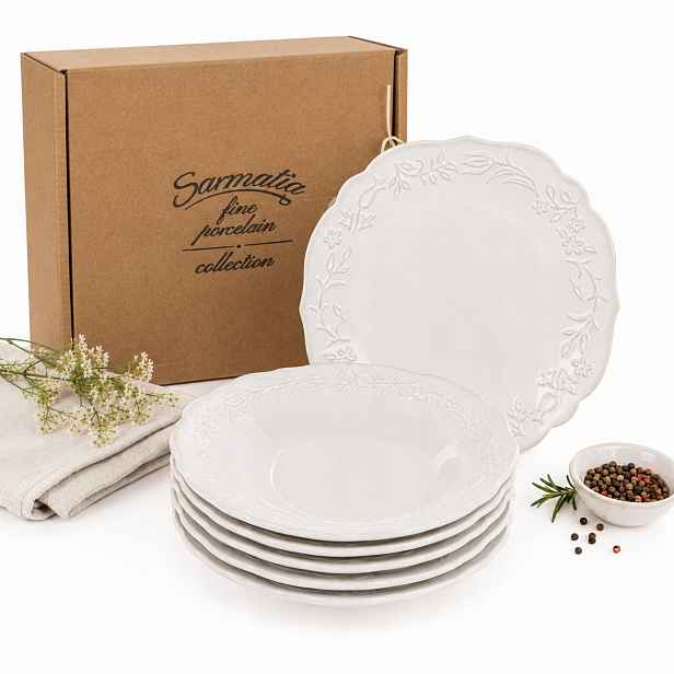 6 ks Hluboký porcelánový jídelní talíř 23 cm Sarmatia, sada talířů