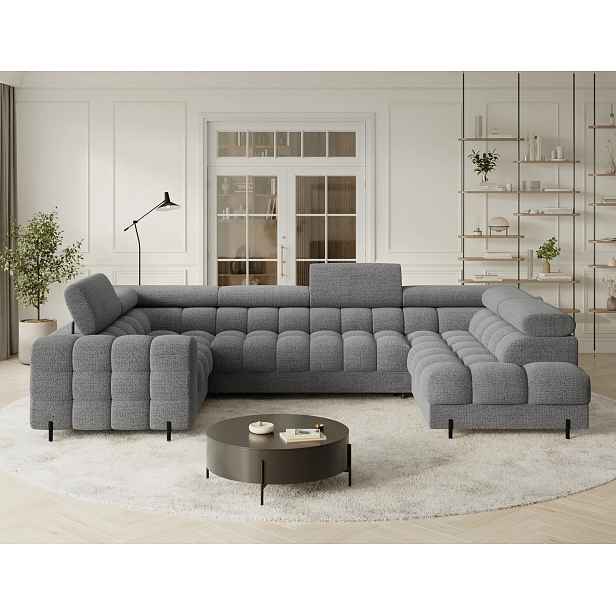 Designová sedací souprava do U KALANI - světle šedá, pravé provedení