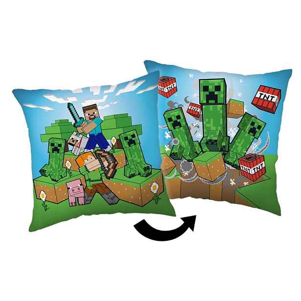 Dětský polštářek 40x40 cm Minecraft "Creeper Rush" – Jerry Fabrics