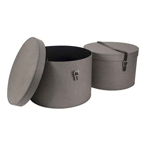 Šedé kartonové úložné boxy v sadě 2 ks s víkem ø 37,5x25,5 cm Rut Canvas Paper Laminate – Bigso