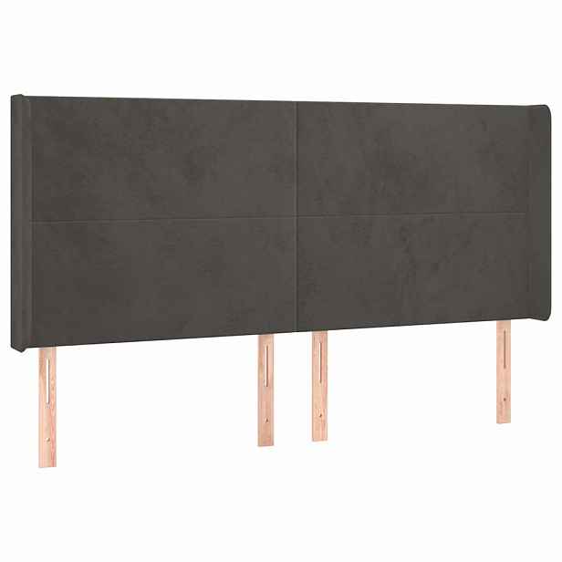 vidaXL Čelo postele typu ušák tmavě šedé 163x16x118/128 cm samet