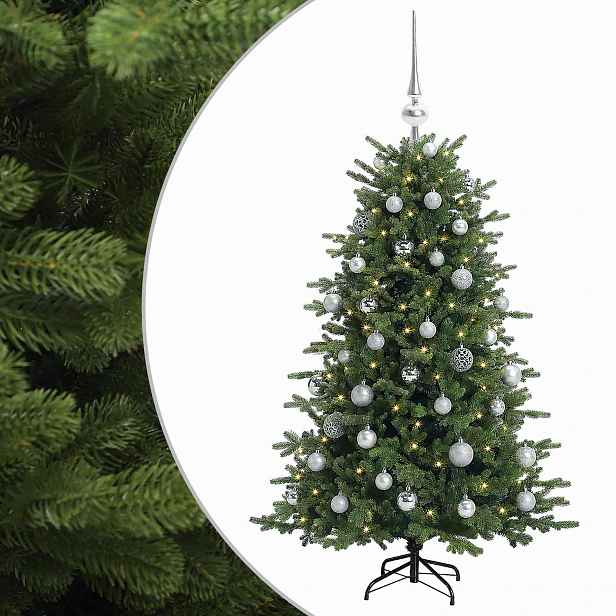 vidaXL Umělý vánoční stromek s vánočními koulemi 150 cm 150 LED
