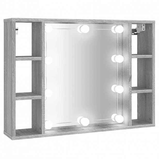 vidaXL Zrcadlová skříňka s LED šedá sonoma 76 x 15 x 55 cm
