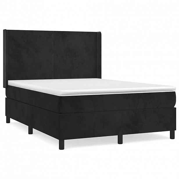 vidaXL Box spring postel s matrací černá 140x200 cm samet