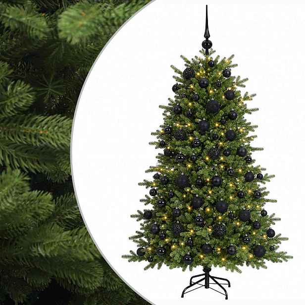 vidaXL Umělý vánoční stromek s vánočními koulemi 180 cm 300 LED