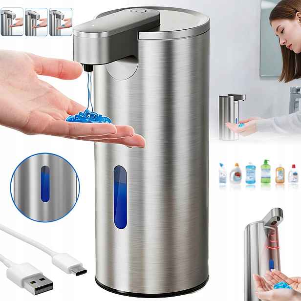 Bezdotykový Dávkovač Mýdla S 3 Nastaveními Množství A Usb-c Nabíjením 340 ML
