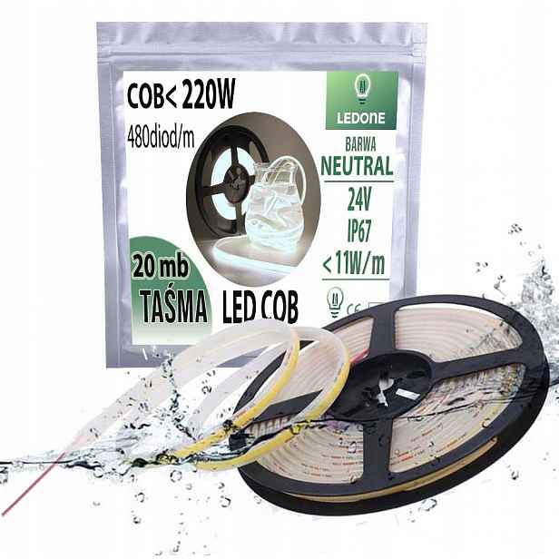 Led páska Cob 24V 11w/m IP67 Neon Denní linka termococon voděodolná 20MB