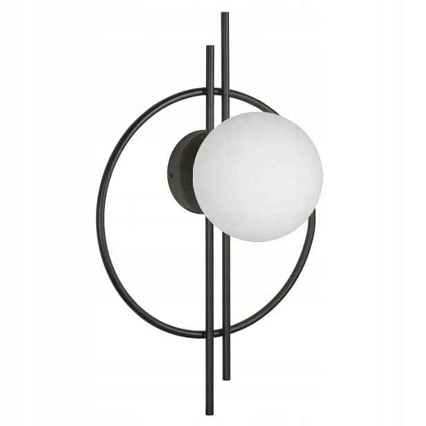 Nástěnná Lampa Nástěnná E27 Černá S Bílým Stínítkem, Skleněná Geometrická Koule