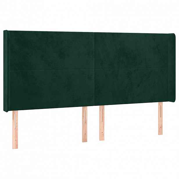 vidaXL Čelo postele typu ušák tmavě zelená 163x16x118/128 cm samet