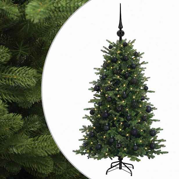 vidaXL Umělý vánoční stromek s vánočními koulemi 150 cm 150 LED