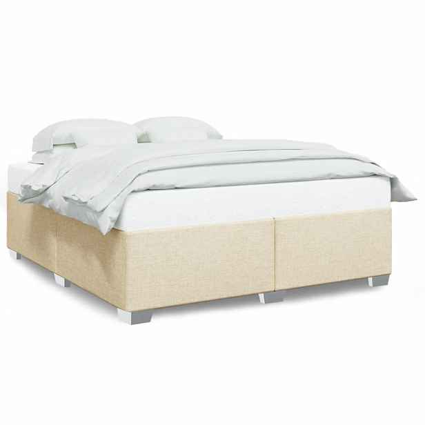 vidaXL Rám postele bez matrace krémový 200 x 200 cm textil