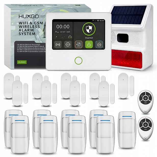 Bezdrátový alarm WiFi Gsm 4G s Tuya, Huxgo HXA502 W venkovní siréna