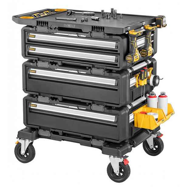 DeWALT - Sada vozíku, pracovní desky a 3 kufrů na nářadí DWST60510-1