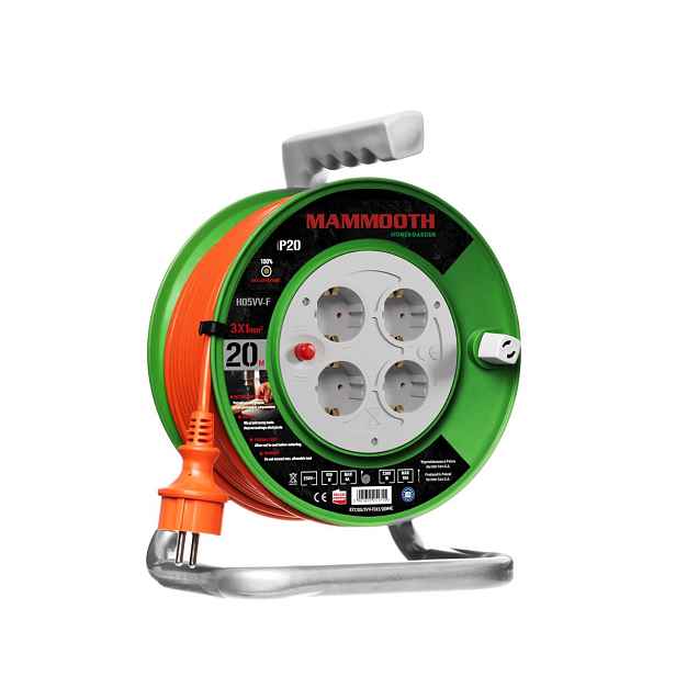 Prodlužovací Kabel bubnový plastový 20m 3x1,5 4 zásuvky IP20