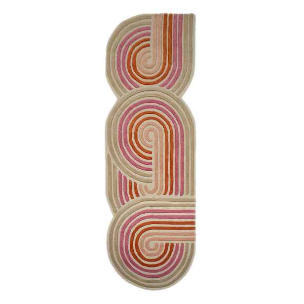 Růžový ručně tkaný vlněný běhoun 80x300 cm Spiral Shaped  – Flair Rugs