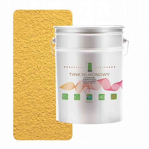 Silikonová Fasádní Omítka Vyztužená Žlutou Meruňkovou Barvou 1.5 MM, Trvanlivá, 15 Kg