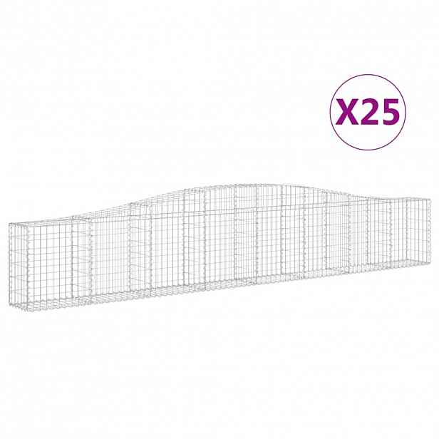 vidaXL Klenuté gabionové koše 25 ks 400x30x60/80 cm pozinkované železo