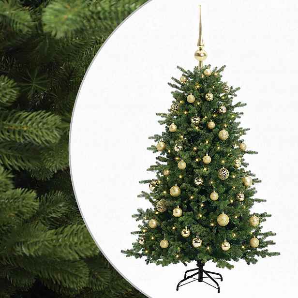 vidaXL Umělý vánoční stromek s vánočními koulemi 150 cm 150 LED