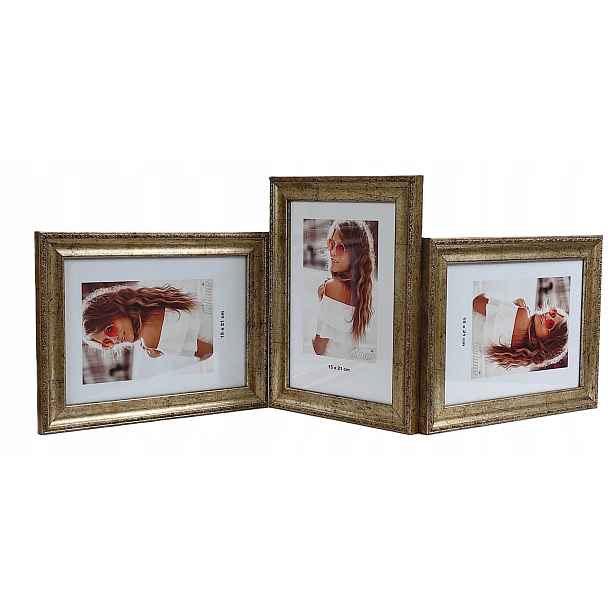 Galerie multirama Veneto foto 15x21 cm Trojitá úroveň/vertikální/úroveň Zlatá