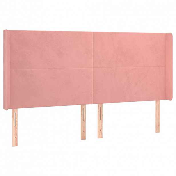 vidaXL Čelo postele typu ušák růžové 163x16x118/128 cm samet