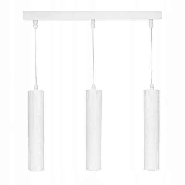 Závěsná stropní lampa Rýhovaná 3 x Spot GU10 Esla Bílá Moderní