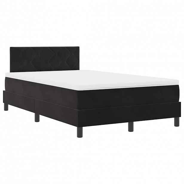 vidaXL LED box pružinová postel s čelo Černá 120 x 190 cm samet