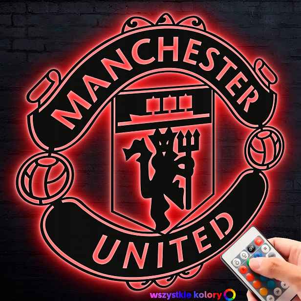 Fc Manchester United Dřevěný 3D obraz Fotbalový erb Noční Lampa