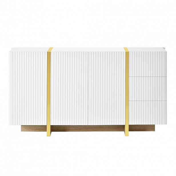 Urban Meuble PŘÍBORNÍK se 3 dvířky a 3 zásuvkami, bílý, 140 cm