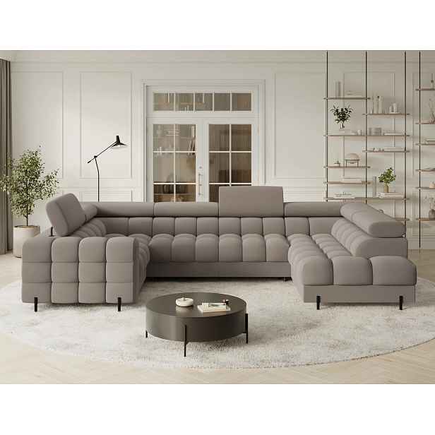 Designová sedací souprava do U KALANI - tmavě béžová, pravé provedení