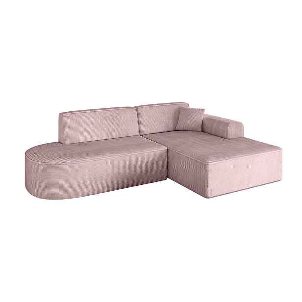 ALTDECOR ROHOVÁ SEDAČKA s otomanem, pravá IREA-L1-v3 232x165x77 Růžová Manšestr
