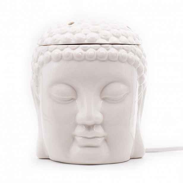 AROMALAMPA Bílá elektrická Buddha 18 cm