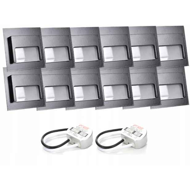 Sada schodišťových světel Halogen Led 12x napájecí adaptér