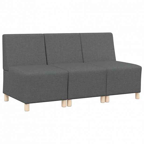 vidaXL Modulová sedačka bez opěradel 3 ks Tmavě šedá textil